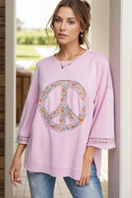 Load image into Gallery viewer, Full Size Peace Sign Applique Round Neck T-Shirt
