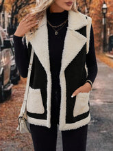 Load image into Gallery viewer, Full Size Contrast Open Front Sherpa Vest Coat
