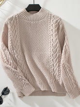 Load image into Gallery viewer, Cable-Knit Mock Neck Long Sleeve Sweater
