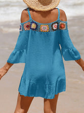 Load image into Gallery viewer, Crochet Cold Shoulder Three-Quarter Sleeve Cover Up
