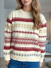 Load image into Gallery viewer, Geometric Round Neck Long Sleeve Sweater
