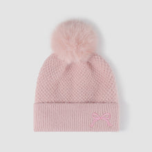 Load image into Gallery viewer, Thermal Bow Knit Hat with Pompom
