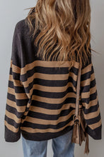 Load image into Gallery viewer, Striped Half Zip Long Sleeve Knit Top
