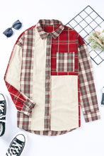 Load image into Gallery viewer, Plaid Patchwork Collared Neck Shacket
