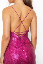 Load image into Gallery viewer, Sequin Cowl Front Bodycon Dress
