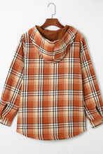 Load image into Gallery viewer, Plaid Button Up Long Sleeve Hooded Jacket
