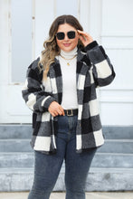 Load image into Gallery viewer, Plus Size Plaid Button Up Hooded Jacket
