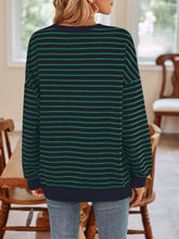 Load image into Gallery viewer, Striped Round Neck Long Sleeve Sweatshirt
