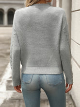 Load image into Gallery viewer, Cable-Knit Round Neck Long Sleeve Sweater
