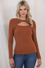 Load image into Gallery viewer, Cutout Round Neck Long Sleeve Top
