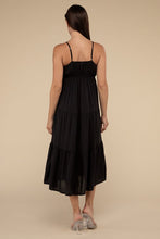 Load image into Gallery viewer, Woven Sweetheart Neckline Tiered Cami Midi Dress
