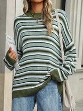 Load image into Gallery viewer, Striped Mock Neck Long Sleeve Sweater
