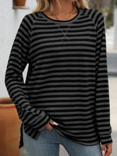 Load image into Gallery viewer, Striped Round Neck Long Sleeve T-Shirt
