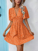 Load image into Gallery viewer, Printed V-Neck Half Sleeve Mini Dress

