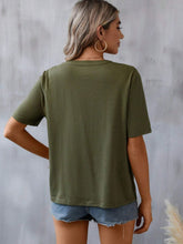 Load image into Gallery viewer, Embroidered Notched Short Sleeve T-Shirt
