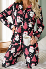 Load image into Gallery viewer, Christmas Printed Collared Neck Top and Pants Lounge Set
