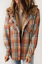 Load image into Gallery viewer, Plaid Button Up Long Sleeve Hooded Jacket
