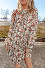 Load image into Gallery viewer, Floral Round Neck Long Sleeve Mini Dress
