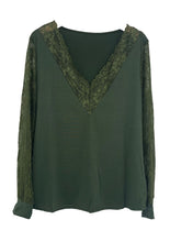 Load image into Gallery viewer, Full Size Lace Detail V-Neck Long Sleeve Blouse
