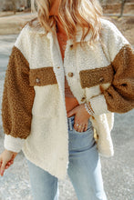 Load image into Gallery viewer, Color Block Collared Neck Sherpa Jacket
