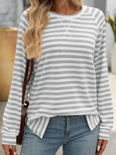 Load image into Gallery viewer, Striped Round Neck Long Sleeve T-Shirt
