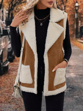 Load image into Gallery viewer, Full Size Contrast Open Front Sherpa Vest Coat
