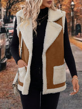 Load image into Gallery viewer, Full Size Contrast Open Front Sherpa Vest Coat
