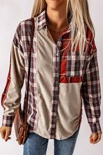 Load image into Gallery viewer, Plaid Patchwork Collared Neck Shacket
