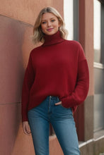 Load image into Gallery viewer, Basic Bae Turtleneck Dropped Shoulder Long Sleeve Sweater
