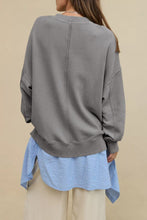 Load image into Gallery viewer, Side Slit Round Neck Long Sleeve Sweatshirt
