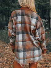 Load image into Gallery viewer, Plaid Collared Neck Button Up Shacket
