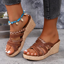 Load image into Gallery viewer, PU Leather Crisscross Wedge Sandals
