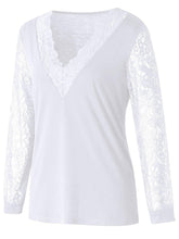 Load image into Gallery viewer, Full Size Lace Detail V-Neck Long Sleeve Blouse
