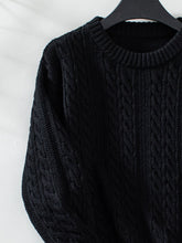 Load image into Gallery viewer, Cable-Knit Round Neck Long Sleeve Sweater
