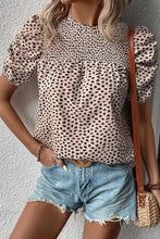 Load image into Gallery viewer, Smocked Animal Print Puff Sleeve Blouse
