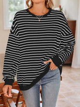 Load image into Gallery viewer, Striped Round Neck Long Sleeve Sweatshirt
