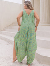 Load image into Gallery viewer, Plus Size Printed V-Neck Wide Leg Jumpsuit
