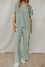 Load image into Gallery viewer, Round Neck Short Sleeve Top and Pants Set
