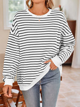 Load image into Gallery viewer, Striped Round Neck Long Sleeve Sweatshirt
