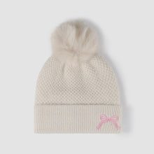 Load image into Gallery viewer, Thermal Bow Knit Hat with Pompom
