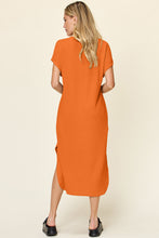 Load image into Gallery viewer, Double Take Full Size Round Neck Short Sleeve Slit Dress
