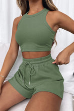 Load image into Gallery viewer, Round Neck Top and Drawstring Shorts Set
