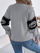 Load image into Gallery viewer, Pumpkin Round Neck Long Sleeve Sweater
