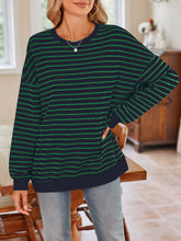 Load image into Gallery viewer, Striped Round Neck Long Sleeve Sweatshirt
