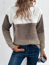 Load image into Gallery viewer, Color Block Drop Shoulder Long Sleeve Sweater
