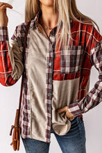 Load image into Gallery viewer, Plaid Patchwork Collared Neck Shacket
