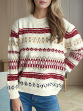 Load image into Gallery viewer, Geometric Round Neck Long Sleeve Sweater
