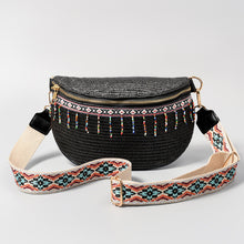 Load image into Gallery viewer, Bead Trim Straw Weave Crossbody Bag
