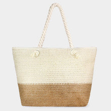 Load image into Gallery viewer, Two Tone Straw Beach Bag
