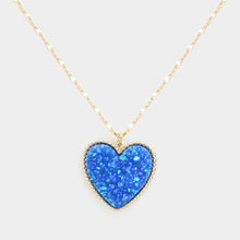 Load image into Gallery viewer, Druzy Heart Pendant Necklace  in
